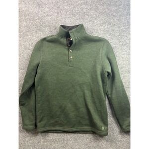 Stetson Fleece Pullover Mens Size Medium Green 1/4 Button Western Yoke